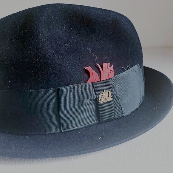 Vintage  Imperial Stetson navy Blue Wool Fedora 7 - Picture 3 of 9